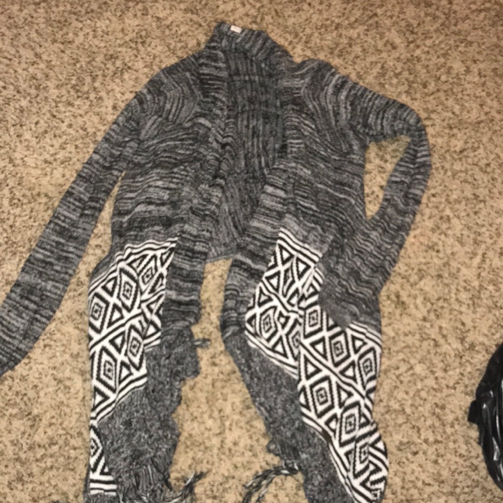 Grey black and white tribal print cover up